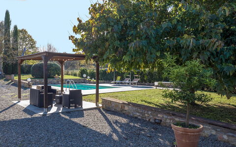 La Vigna 4: Shade, Garden, Landscaping, Outdoor Furniture, Backyard, Outdoor Structure, Yard, Flagstone, Lawn, Courtyard