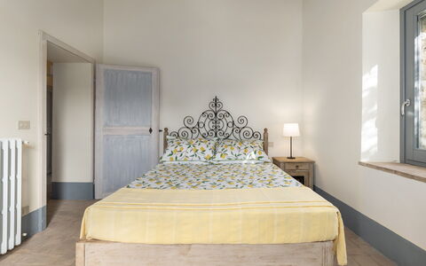 Villa dei Rosmarini 8: Bedroom, Interior Design, Bed, Furniture, Bed Sheet, Bedding, Flooring, Floor, Linens, Room