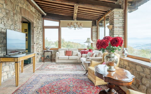 Casale delle Farfalle 12: Furniture, Chair, Cottage, Living Room, Villa, Farmhouse, Estate, Couch, Eco Hotel