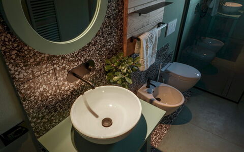Agriresort Bacaringhe 13: Interior Design, Idraulico Fixture, Lavandino Del Bagno, Bagno, Lavello, Idraulico, Lampada, Specchio, Rubinetto, Pianta Della Casa