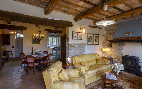 Villa Aperolli 4: Furniture, Wall, Interior Design, Chair, Table, Flooring, Ceiling, Lighting, Home, Living Room