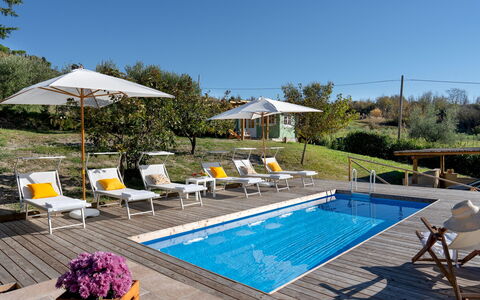Villino Ariachiara 6: Swimming Pool, Furniture, Outdoor Furniture, Sunlounger, Resort, Chair, Umbrella, Shade, Eco Hotel, Chaise Longue