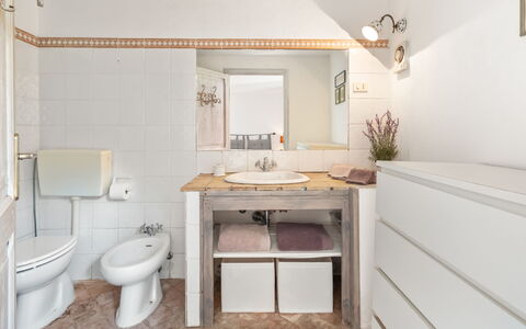 Villa Althaea 6: Bathroom, Bathroom Sink, Plumbing Fixture, Sink, Toilet Seat, Interior Design, Toilet, Flooring, Tap, Floor