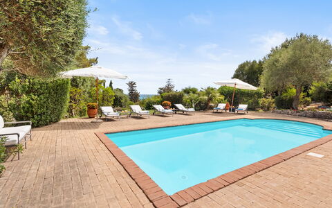 Villa Althaea 6: Blue, Swimming Pool, Outdoor Furniture, Resort, Eco Hotel, Shade, Sunlounger, Landscaping, Chair, Villa